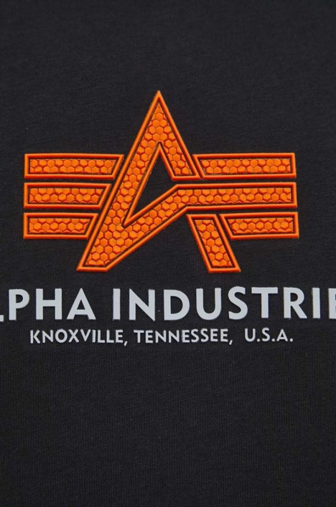 Бавовняна футболка Alpha Industries колір чорний візерунок фото 5