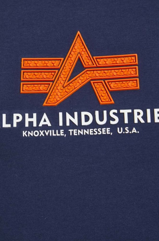 Бавовняна футболка Alpha Industries колір синій з аплікацією фото 5