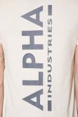 Бавовняна футболка Alpha Industries колір бежевий з принтом 128507.578-JetStreamW