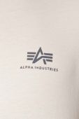 Бавовняна футболка Alpha Industries колір бежевий з принтом 128507.578-JetStreamW