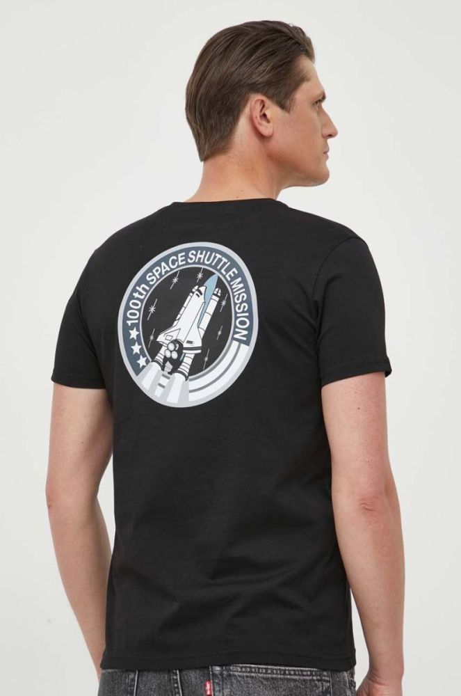 Бавовняна футболка Alpha Industries колір чорний з принтом 176507.03-Black фото 3