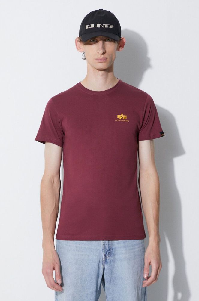 Бавовняна футболка Alpha Industries колір бордовий з принтом 188505.184-Burgundy