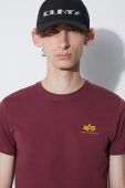 Бавовняна футболка Alpha Industries колір бордовий з принтом 188505.184-Burgundy