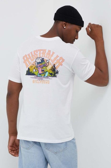 Бавовняна футболка Billabong колір білий з принтом (3426553)