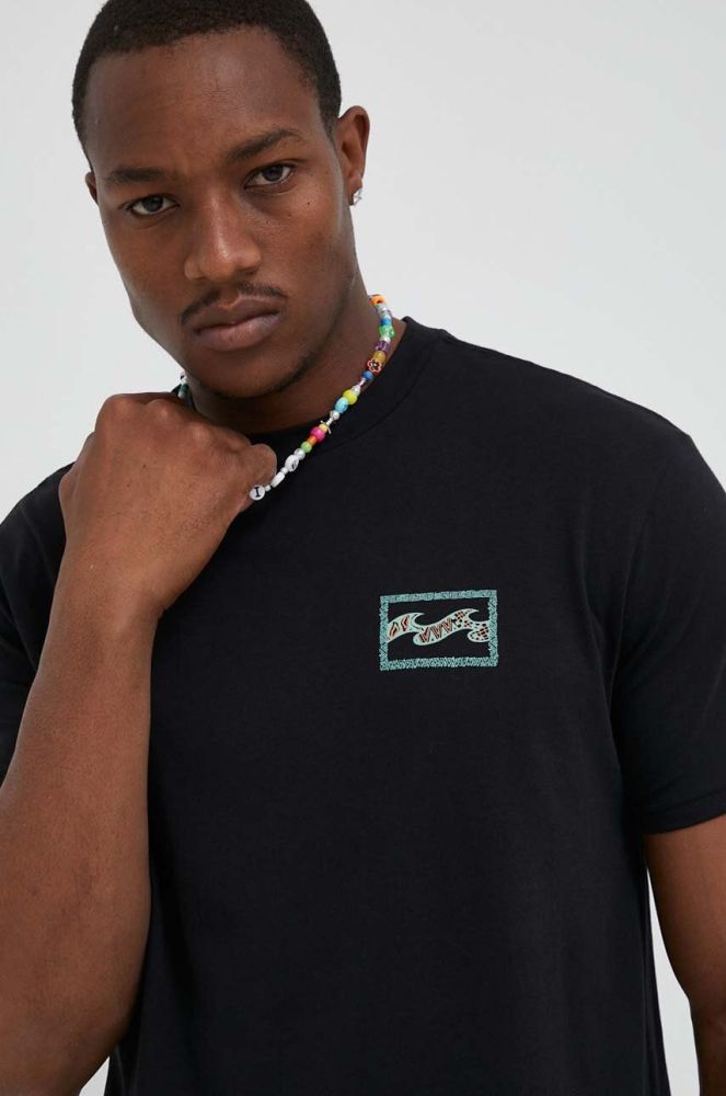 Бавовняна футболка Billabong колір чорний з принтом (3426556)