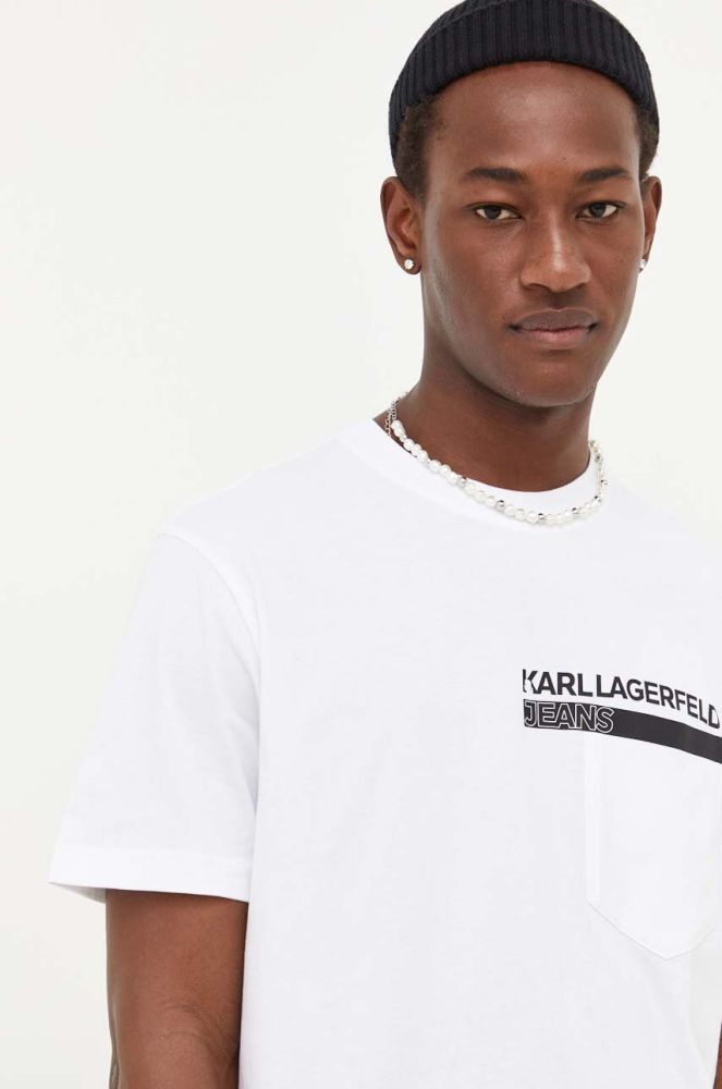 Бавовняна футболка Karl Lagerfeld Jeans колір білий з принтом (3352159)