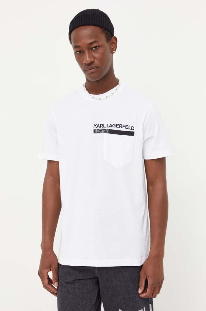 Бавовняна футболка Karl Lagerfeld Jeans колір білий з принтом (3352159) фото 4