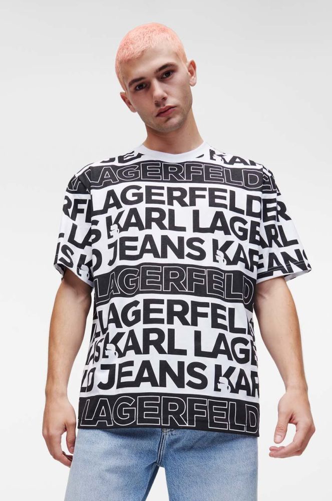 Бавовняна футболка Karl Lagerfeld Jeans колір чорний візерунок