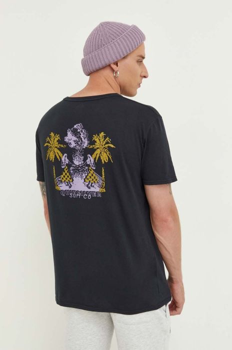 Бавовняна футболка Quiksilver колір чорний з принтом (3452000)