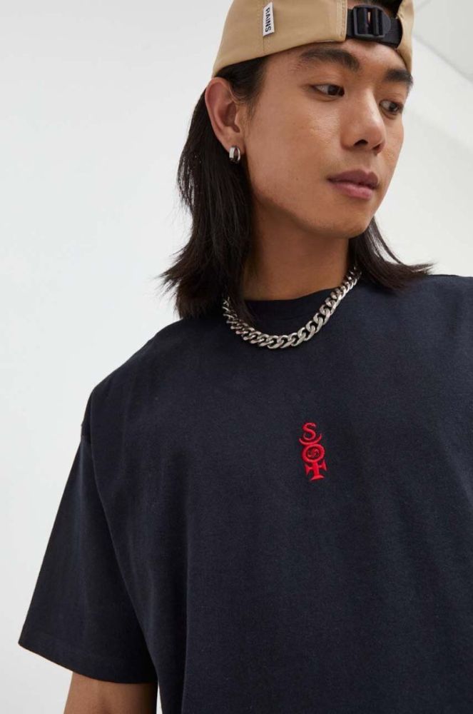 Бавовняна футболка Quiksilver колір чорний з аплікацією фото 3