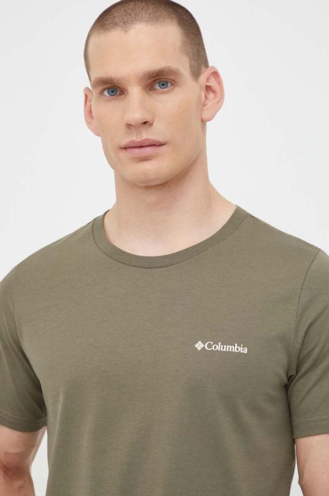 Бавовняна футболка Columbia колір зелений з принтом фото 5