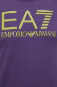 Бавовняна футболка EA7 Emporio Armani колір фіолетовий з принтом