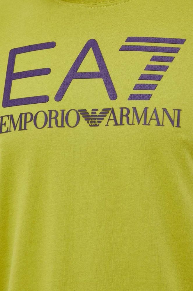 Бавовняна футболка EA7 Emporio Armani колір зелений з принтом (3534870) фото 4