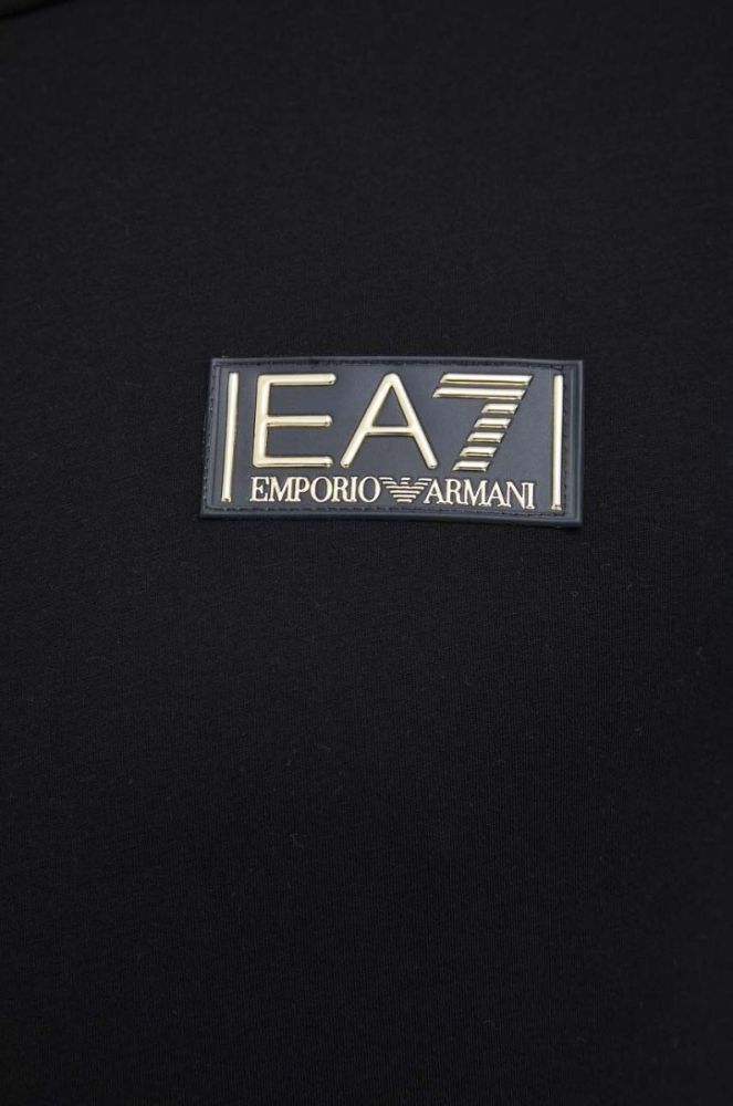 Бавовняна футболка EA7 Emporio Armani колір чорний однотонний фото 5