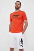 Бавовняна футболка EA7 Emporio Armani колір помаранчевий з принтом
