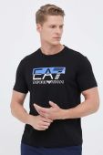 Бавовняна футболка EA7 Emporio Armani колір чорний з принтом (3303359)