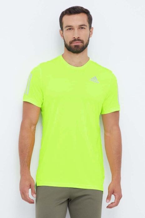Бігова футболка adidas Performance Own the Run колір зелений з принтом