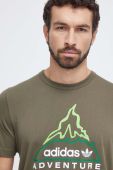 Бавовняна футболка adidas Originals чоловічий колір коричневий з принтом