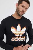 Бавовняний лонгслів adidas Originals колір чорний з принтом (3320137)
