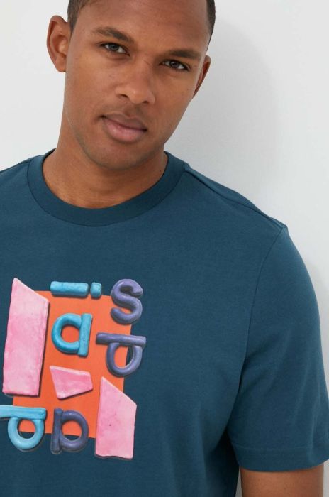 Бавовняна футболка adidas з принтом колір блакитний (3388945)