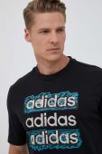 Бавовняна футболка adidas колір чорний з принтом (3354652)