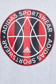 Бавовняна футболка adidas чоловічий колір сірий з принтом