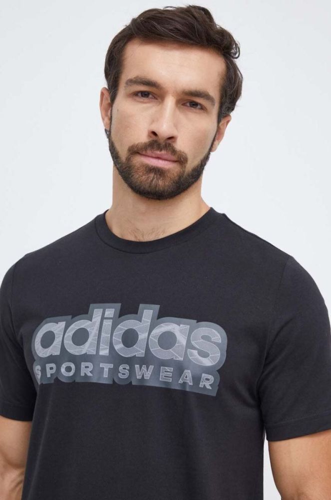 Бавовняна футболка adidas чоловічий колір чорний з принтом (3626484) фото 4