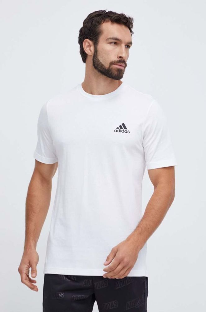 Бавовняна футболка adidas чоловічий колір білий з принтом фото 3