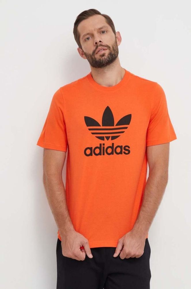Бавовняна футболка adidas Originals чоловічий колір помаранчевий з принтом фото 4