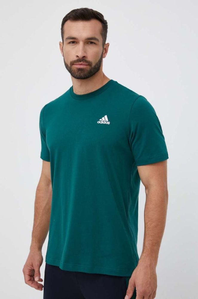 Бавовняна футболка adidas колір зелений однотонний (3339305) фото 4