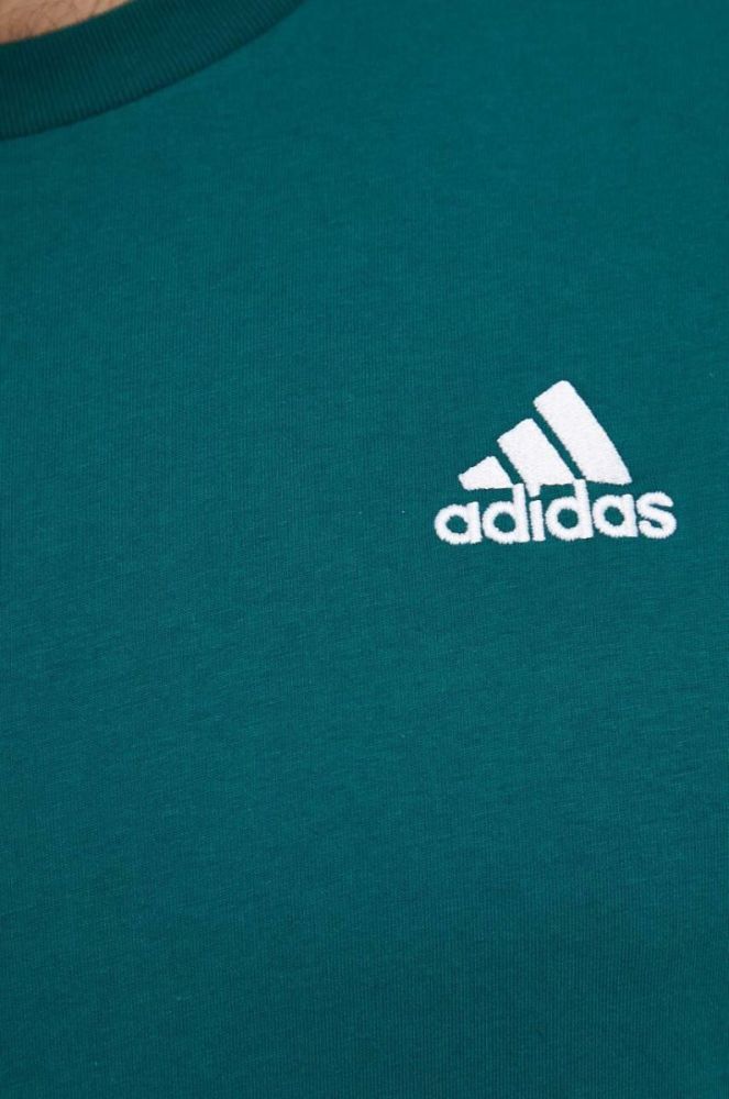 Бавовняна футболка adidas колір зелений однотонний (3339305) фото 5