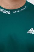 Бавовняна футболка adidas колір зелений з аплікацією