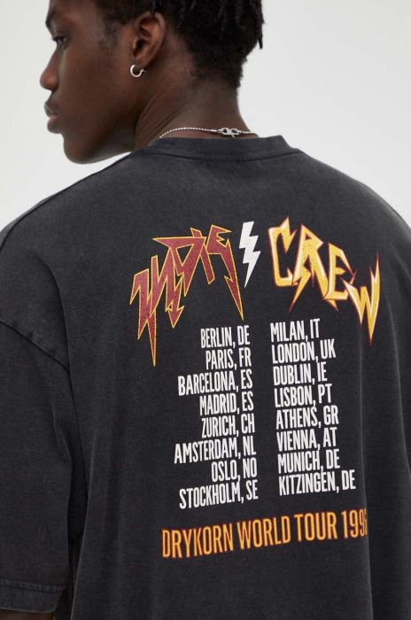 Бавовняна футболка Drykorn колір сірий з принтом