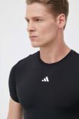Тренувальна футболка adidas Performance Techfit колір чорний однотонна