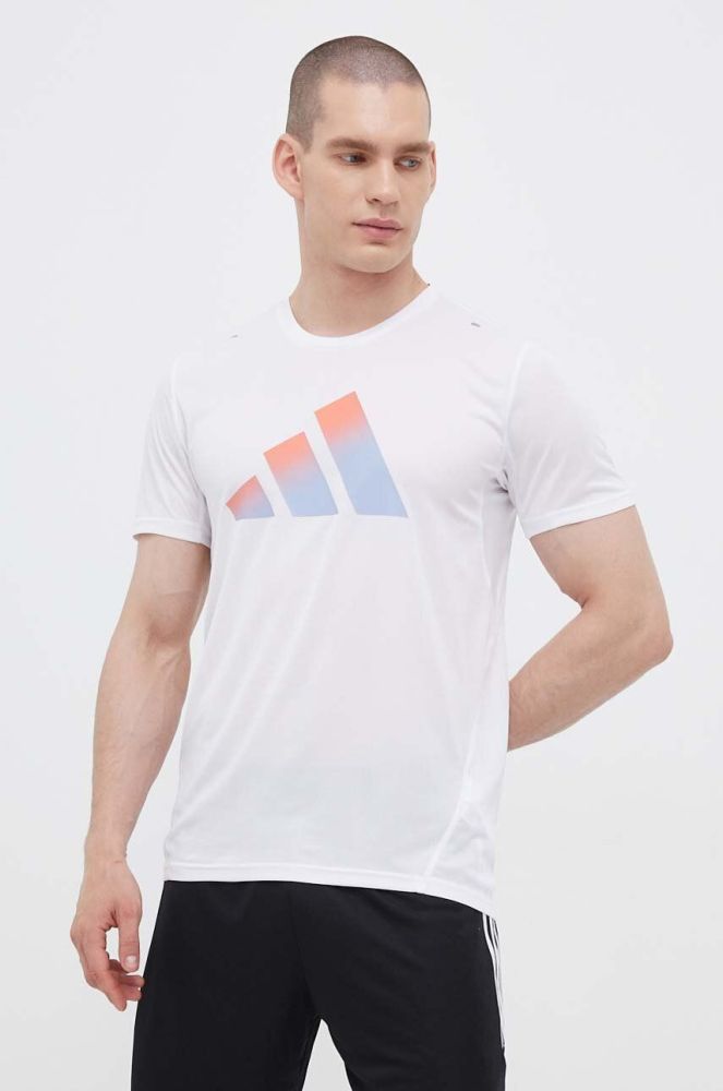 Бігова футболка adidas Performance Run Icons колір білий з принтом
