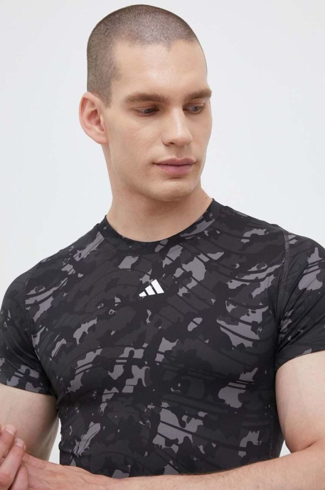 Тренувальна футболка adidas Performance Techfit колір чорний візерунок фото 4