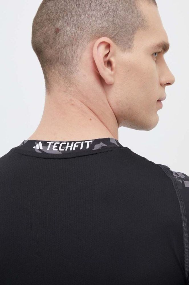 Тренувальна футболка adidas Performance Techfit колір чорний візерунок фото 5
