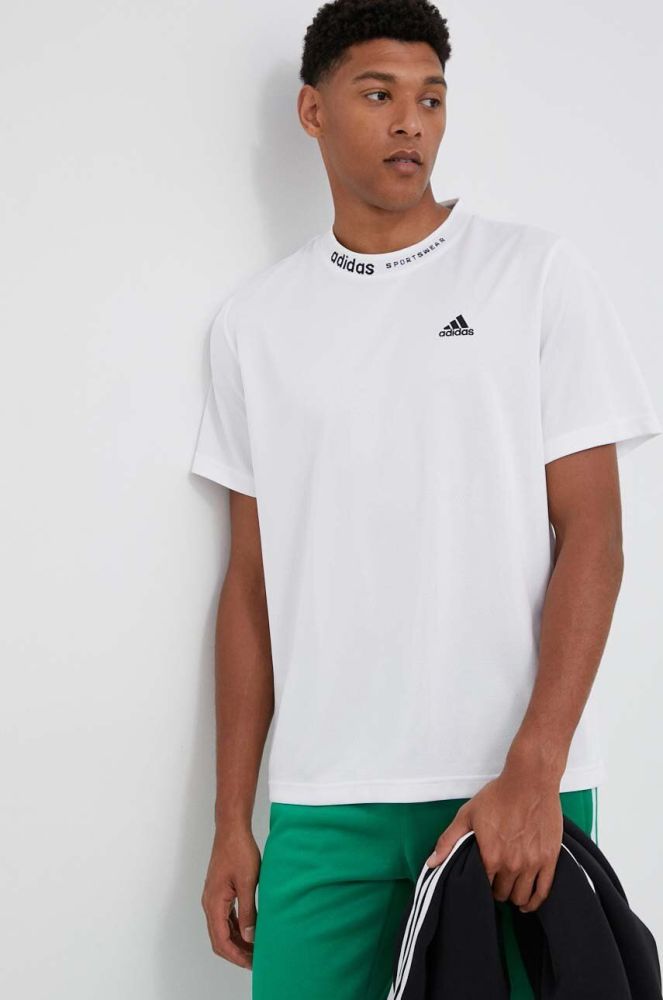 Футболка adidas чоловічий колір білий з аплікацією