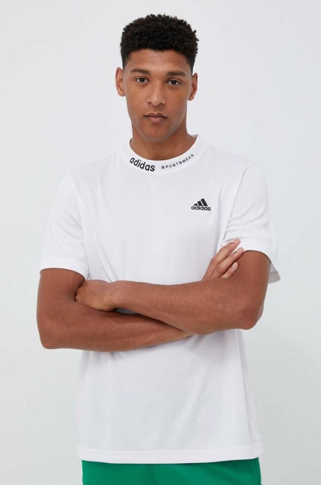 Футболка adidas чоловічий колір білий з аплікацією фото 4