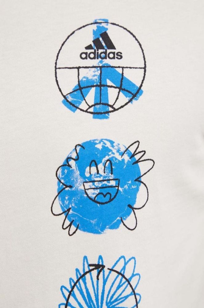 Бавовняна футболка adidas чоловічий колір бежевий з принтом фото 5