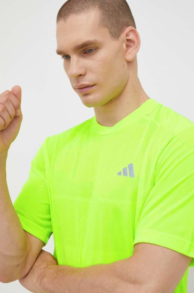 Бігова футболка adidas Performance Ultimate колір зелений однотонна фото 4