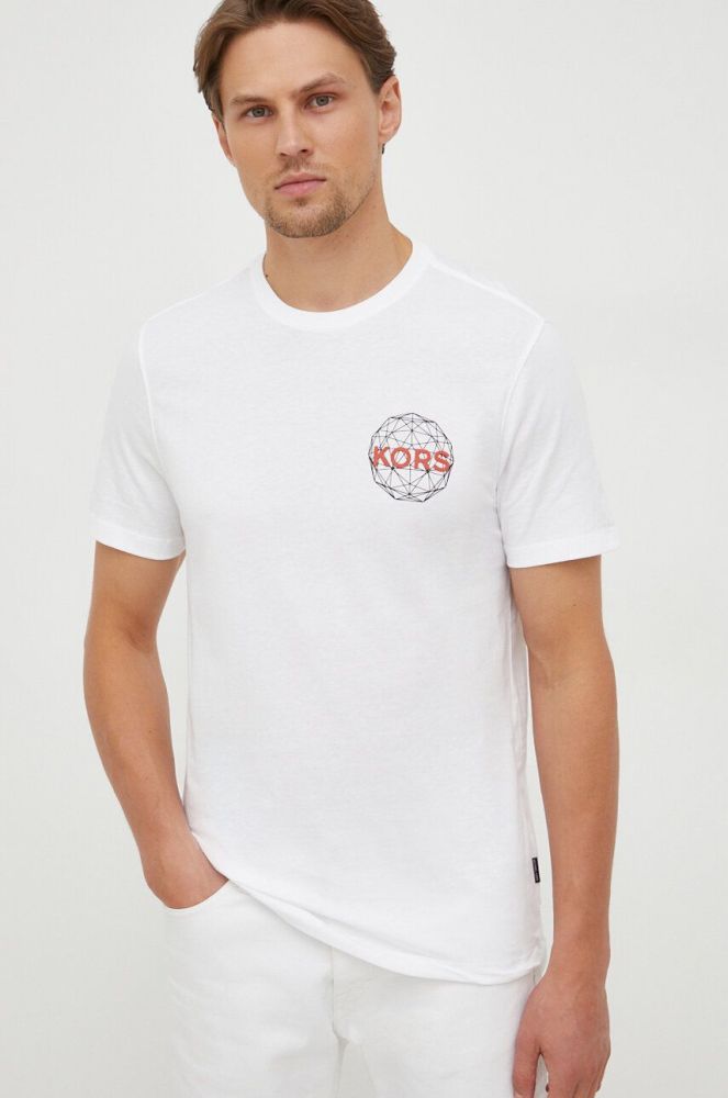 Бавовняна футболка Michael Kors колір білий з принтом (3578648)