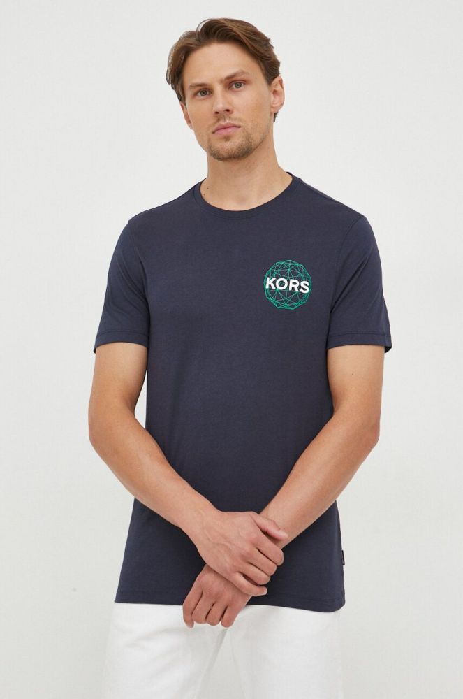 Бавовняна футболка Michael Kors колір синій з принтом (3578643)