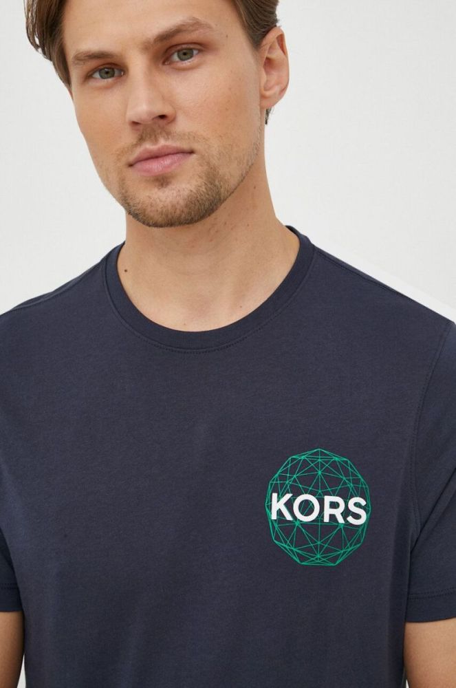 Бавовняна футболка Michael Kors колір синій з принтом (3578643) фото 4