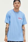 Бавовняна футболка On Vacation з принтом колір блакитний