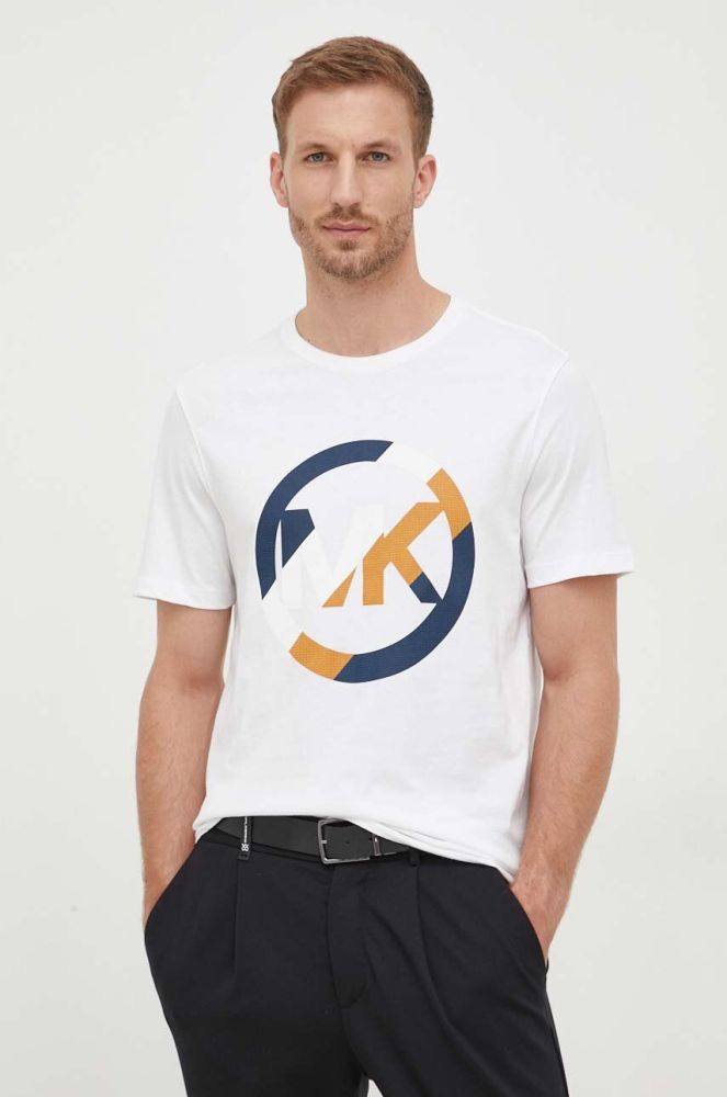 Бавовняна футболка Michael Kors колір білий з принтом (3568908)