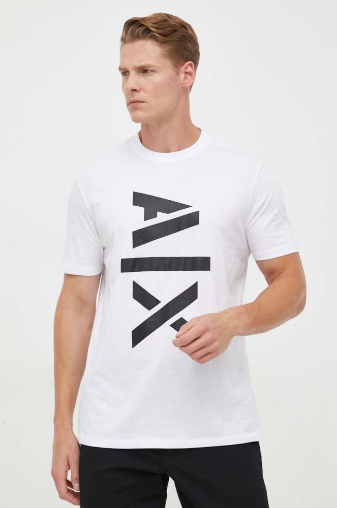 Бавовняна футболка Armani Exchange колір білий з принтом (3352256)