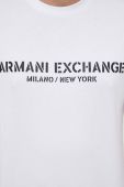 Бавовняна футболка Armani Exchange колір білий з аплікацією (3349267)