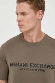 Бавовняна футболка Armani Exchange колір зелений з аплікацією