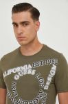 Бавовняна футболка Guess колір зелений з принтом (3576217)